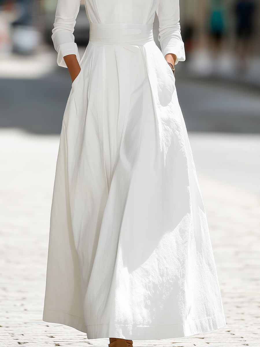 Olivia Bennet | White Longline Structured Maxi Dress