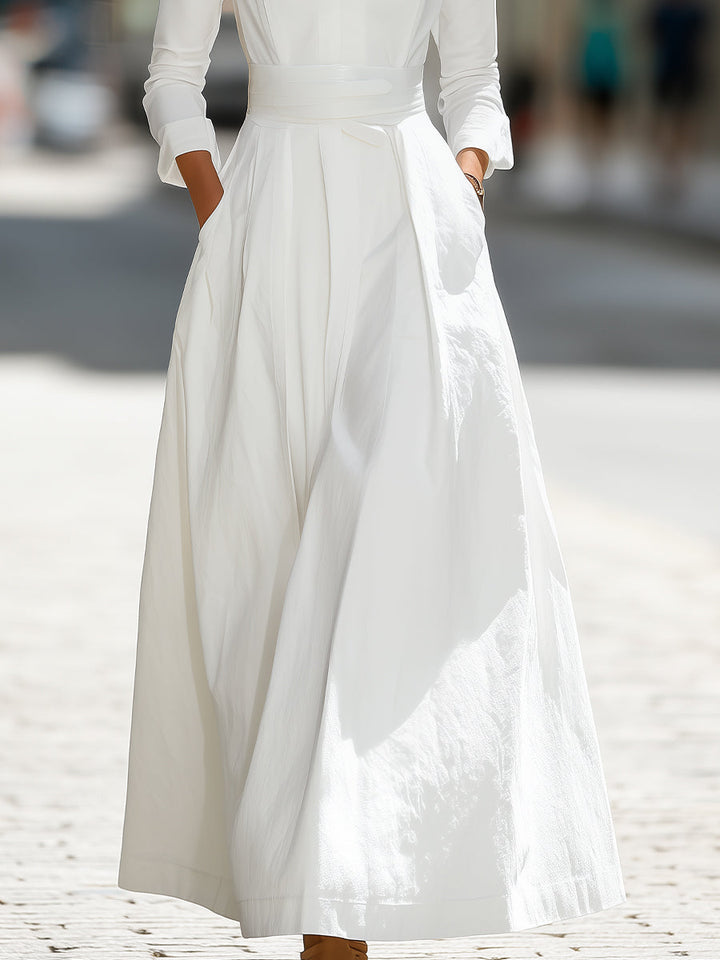 Olivia Bennet | White Longline Structured Maxi Dress