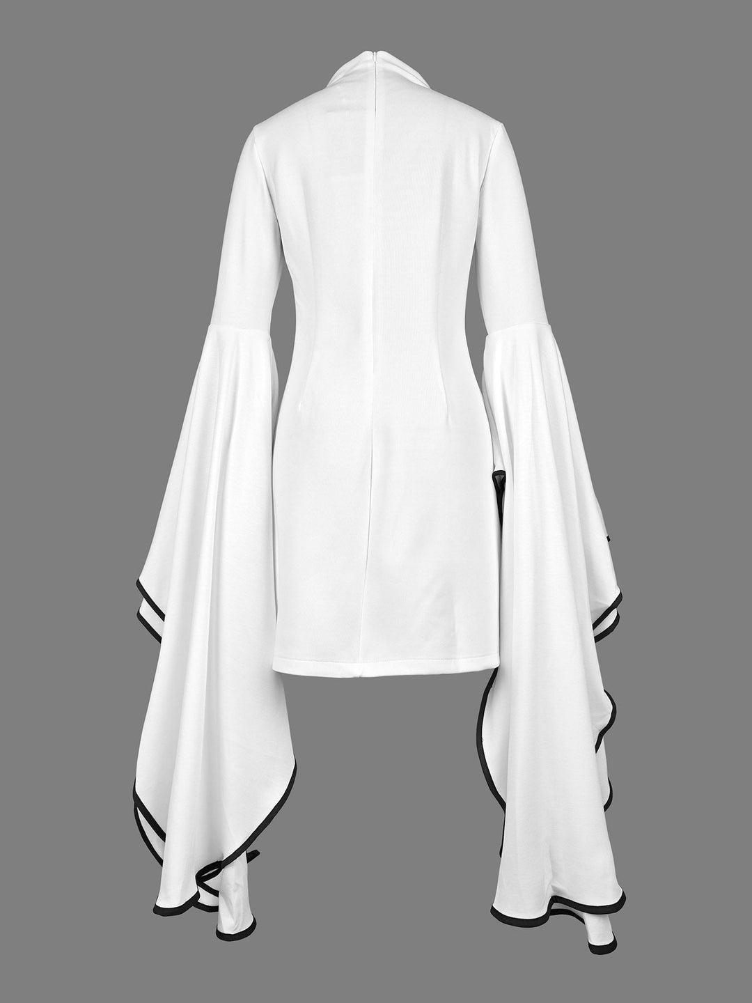 Olivia Bennet | Flared Sleeves Long Sleeves Solid Color Stand Collar Mini Dresses