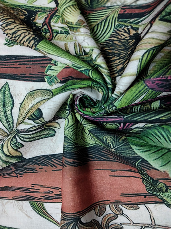 Olivia Bennet | Flared Sleeves Loose Leaves Print V-Neck Maxi Dresses