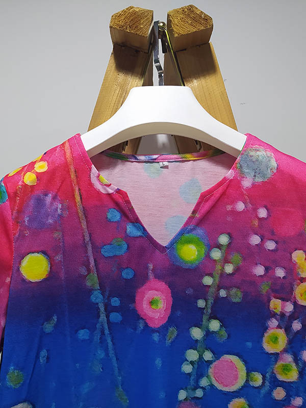 Olivia Bennet | Original Printing V-Neck Short Sleeve Mini Dress