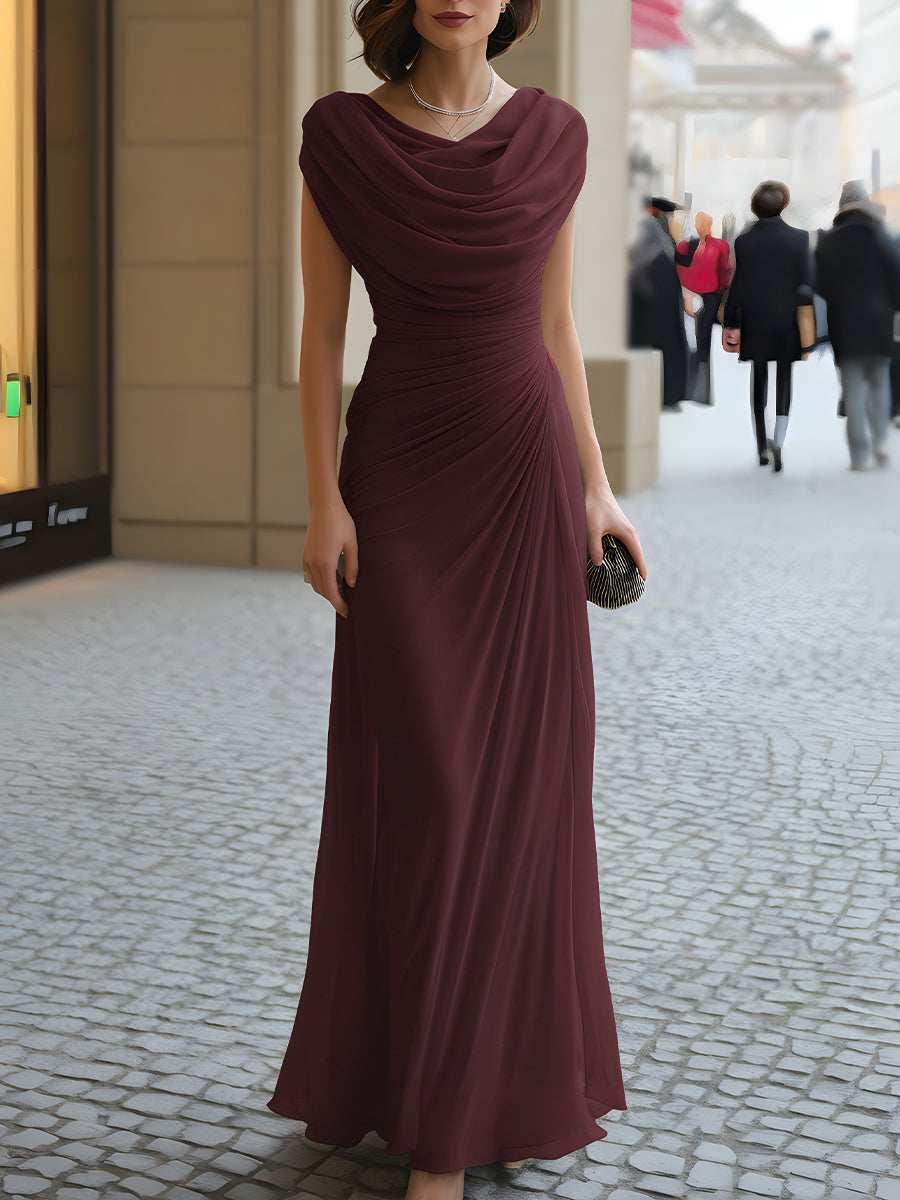 Olivia Bennet | Draped Cowl-Neck Ruched Maxi Dress