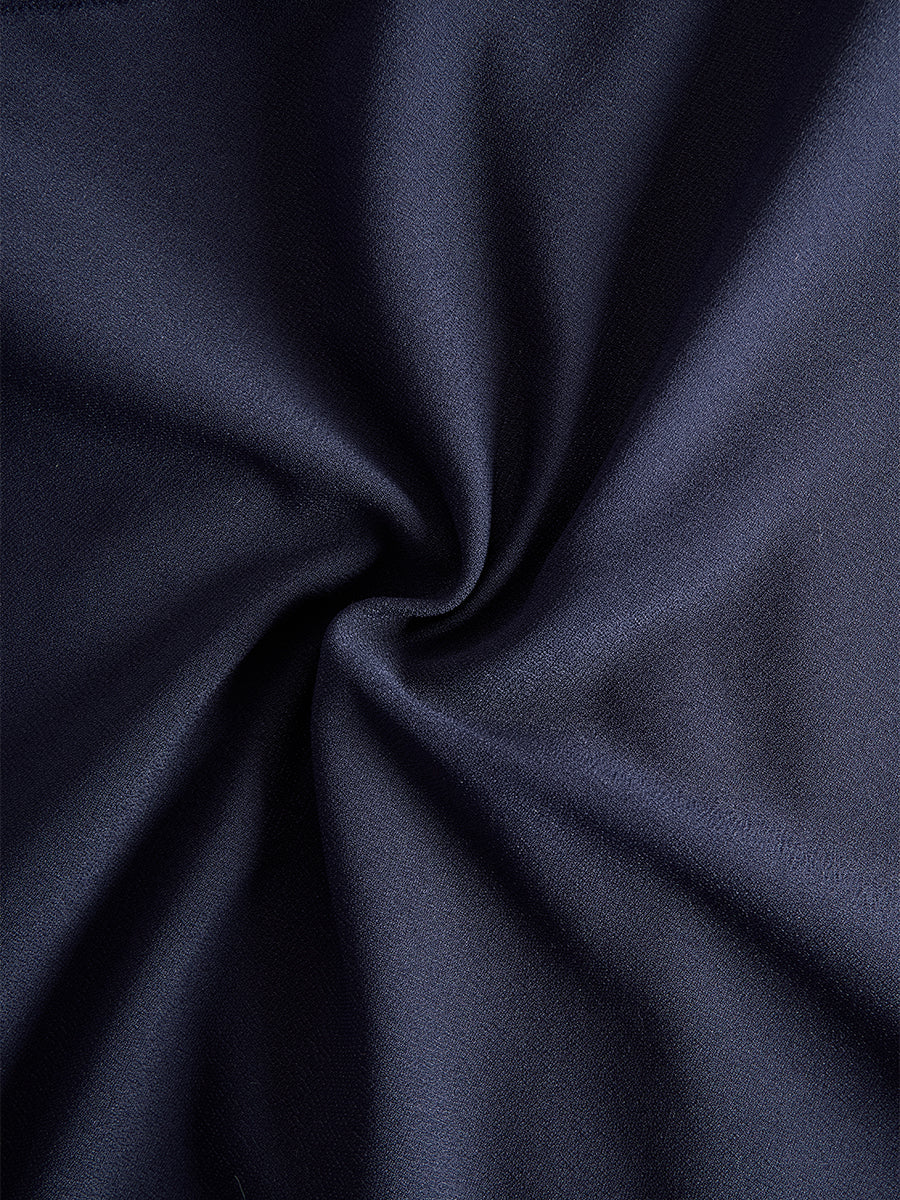 Olivia Bennet | Elegant Navy Cape-Sleeve Midi Dress
