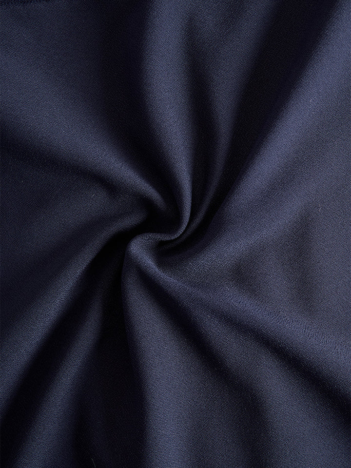 Olivia Bennet | Elegant Navy Cape-Sleeve Midi Dress