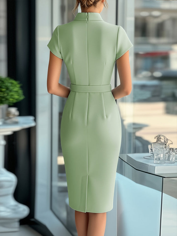 Olivia Bennet | Sky Blue Asymmetrical Belted Dress