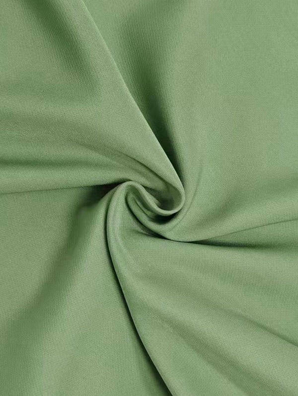 Olivia Bennet | A-Line Long Sleeves Pleated Pockets Solid Color Zipper V-Neck Midi Dresses