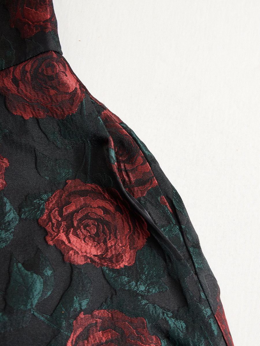Olivia Bennet | Rose-Print Midi Jacquard Dress