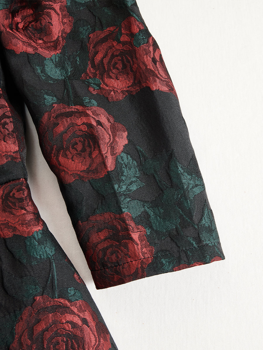 Olivia Bennet | Elegant Jacquard Rose Print Midi Dress
