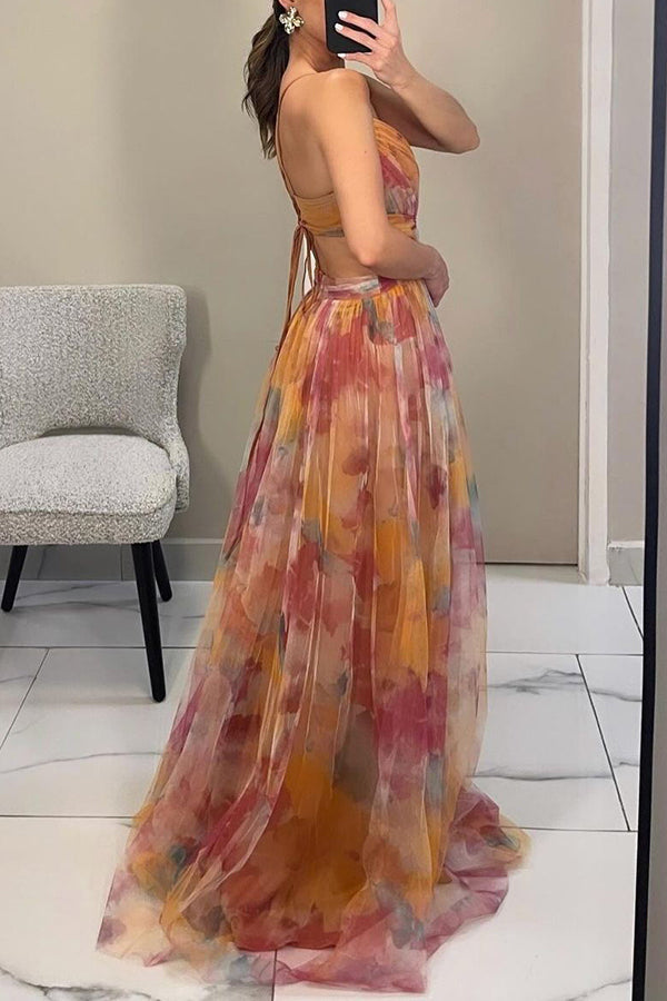 | Maxi Dress - Elegant Pleated