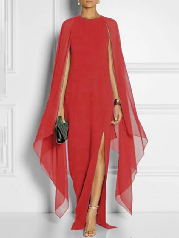 Olivia Bennet | Loose Solid Color Round-Neck Maxi Dresses