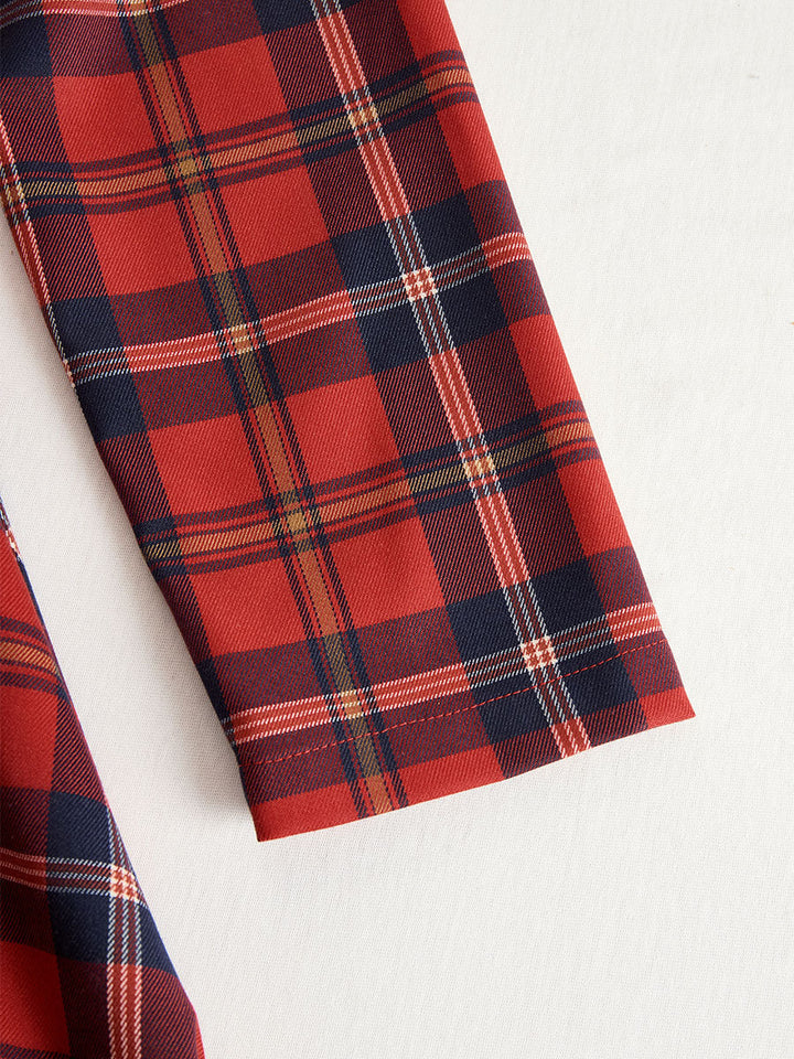 Olivia Bennet | Plaid Long-Sleeve Woven Cotton Dress