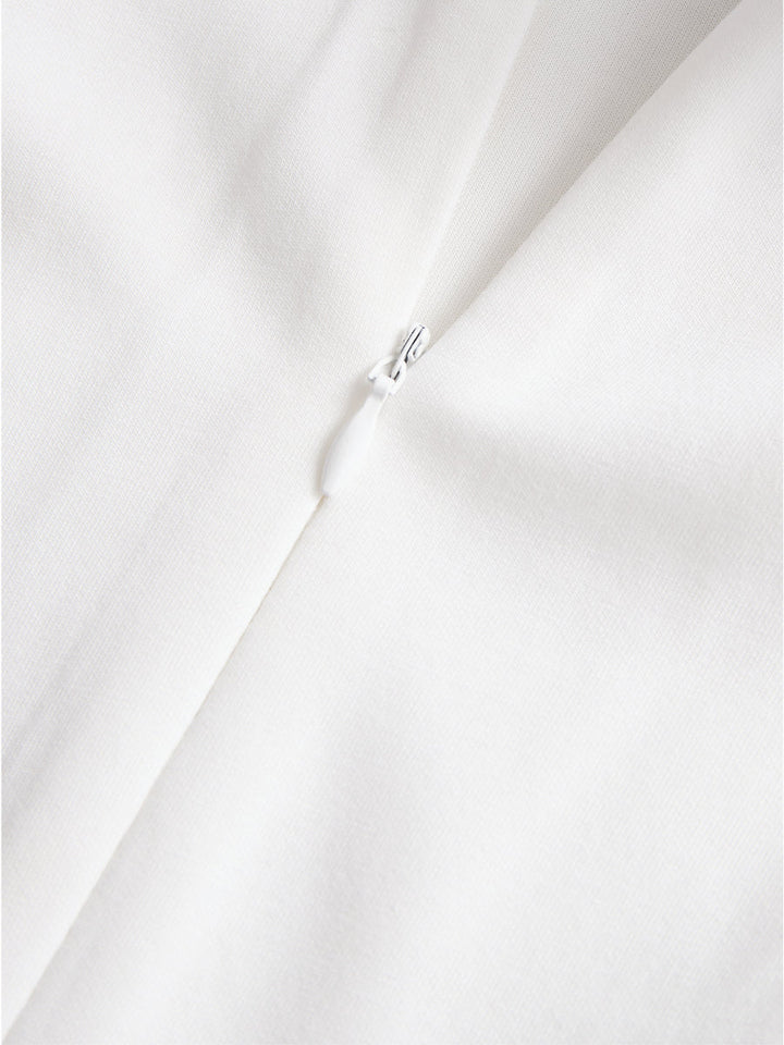Olivia Bennet | White Double-Breasted Navy-Trim Dress