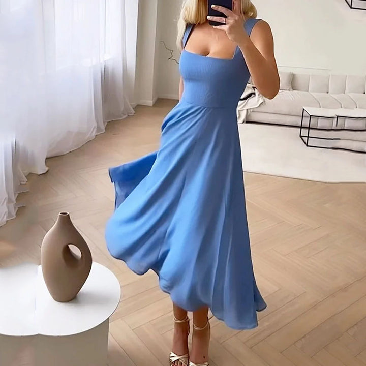 Women Wedding Guest Square Midi Dress