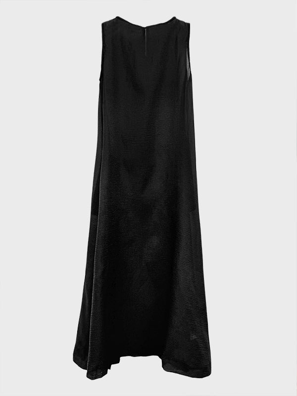 Olivia Bennet | A-Line Loose Pockets See-Through Solid Color Round-Neck Cover-Up Midi Dresses