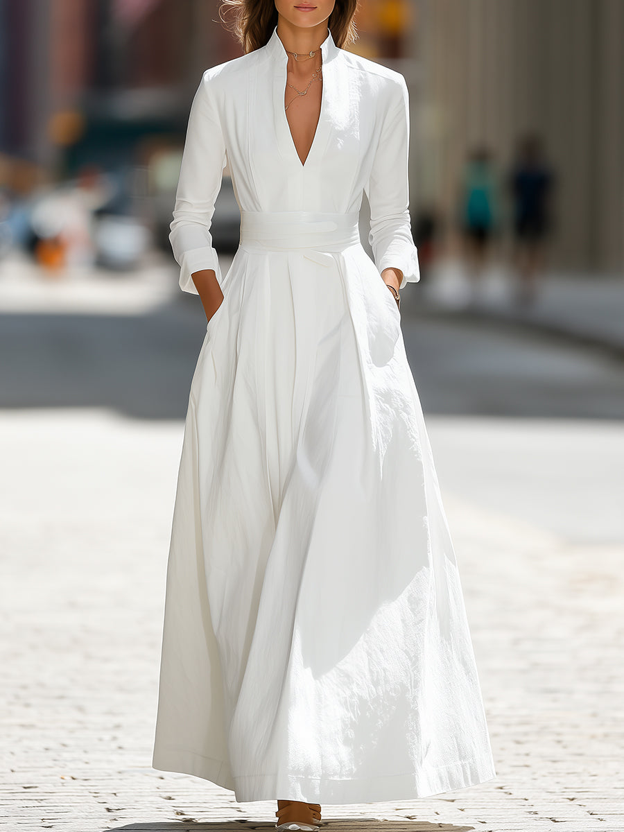 Olivia Bennet | White Longline Structured Maxi Dress