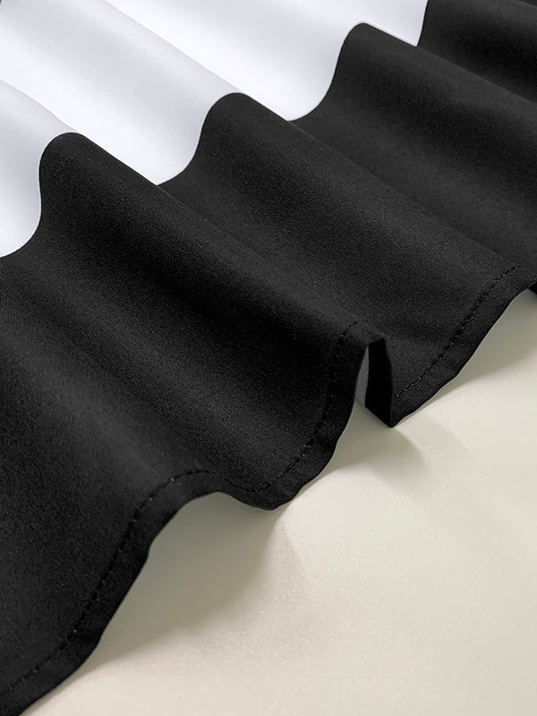 Olivia Bennet | A-Line High Waisted Contrast Color Pleated Pockets Round-Neck Maxi Dresses