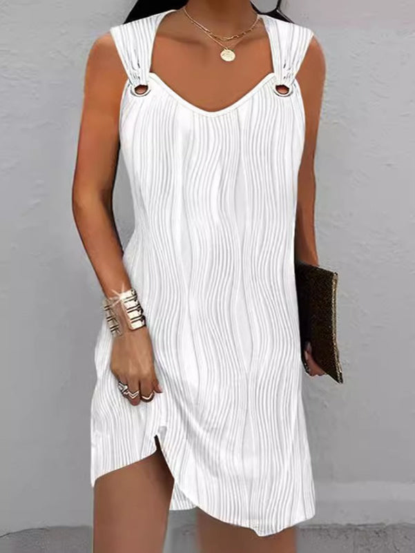 Olivia Bennet | Sleeveless Hollow Split-Joint U-Neck Mini Dresses