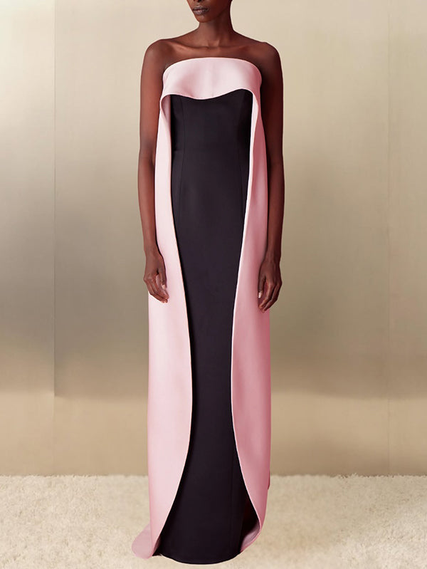 Olivia Bennet | Loose Sleeveless Contrast Color Tube Maxi Dresses