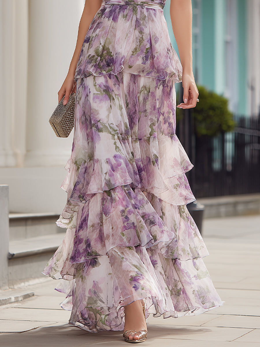 Olivia Bennet | Cold Shoulder Floral Tiered Maxi Dress