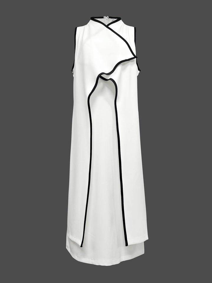 Olivia Bennet | False Two Sleeveless Solid Color Midi Dresses