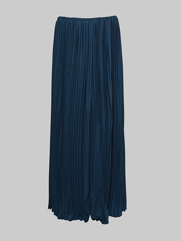 Olivia Bennet | Loose Gauze Pleated Solid Color Tiered Off-The-Shoulder Evening Dresses Maxi Dresses