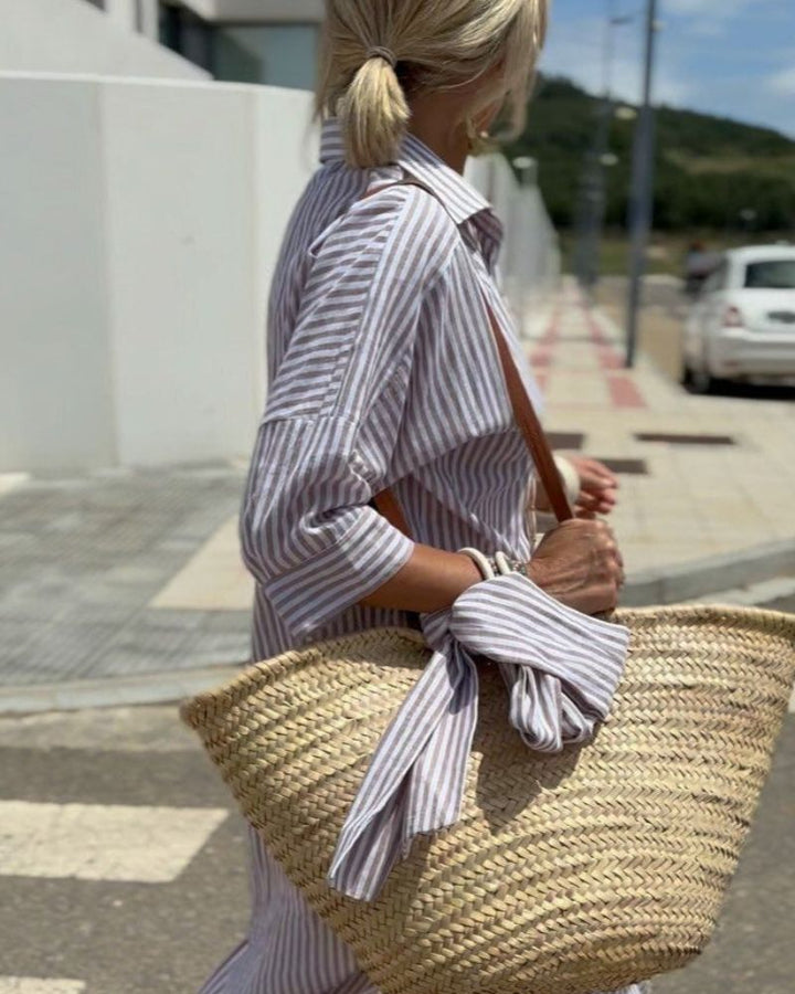 Women Striped Summer Shirt Dress