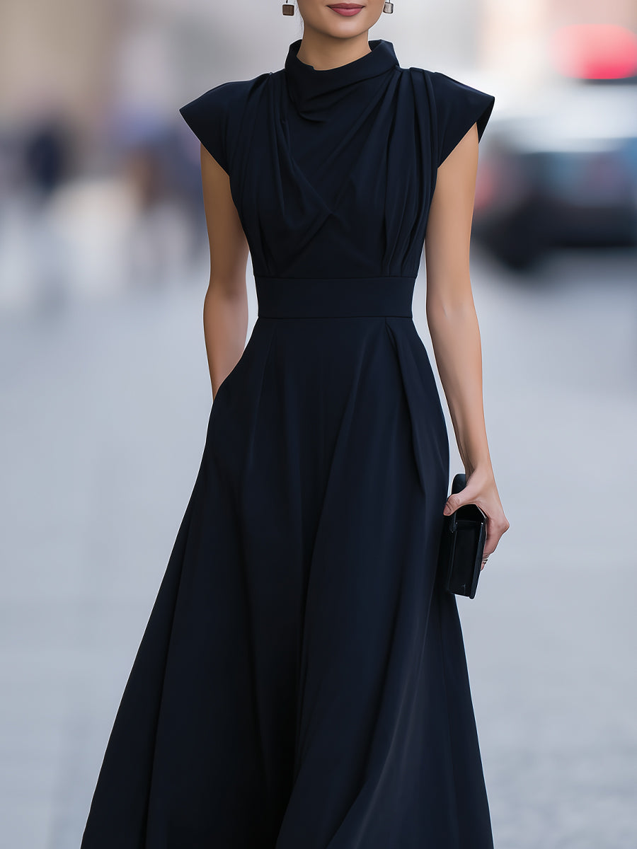 Olivia Bennet | Draped Cap-Sleeve Maxi Dress With Defined Waist