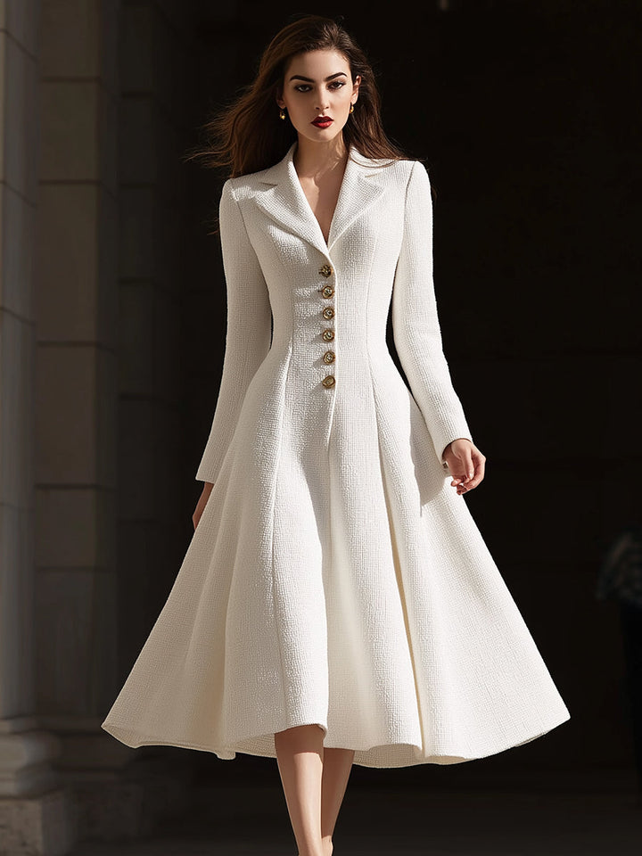 Olivia Bennet | Ivory Tailored Midi Tweed Dress
