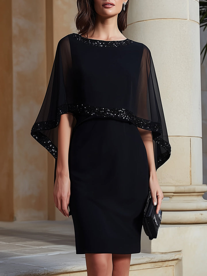 Olivia Bennet | Embellished Cape-Sleeve Sheath Dress