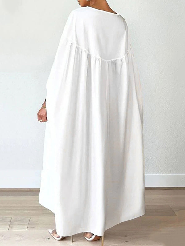 Olivia Bennet | Batwing Sleeves Long Sleeves Solid Color Round-Neck Maxi Dresses