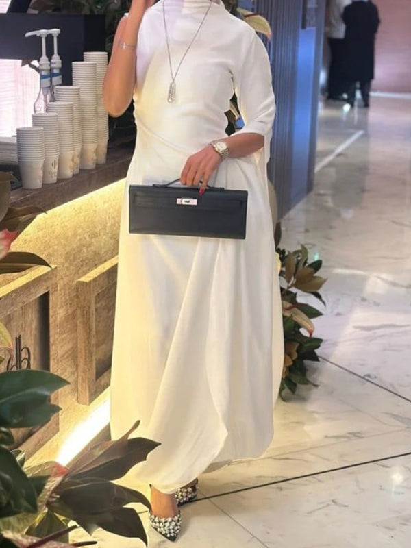 Olivia Bennet | Solid Color Split-Side All-Match Flying Sleeves Maxi Dresses