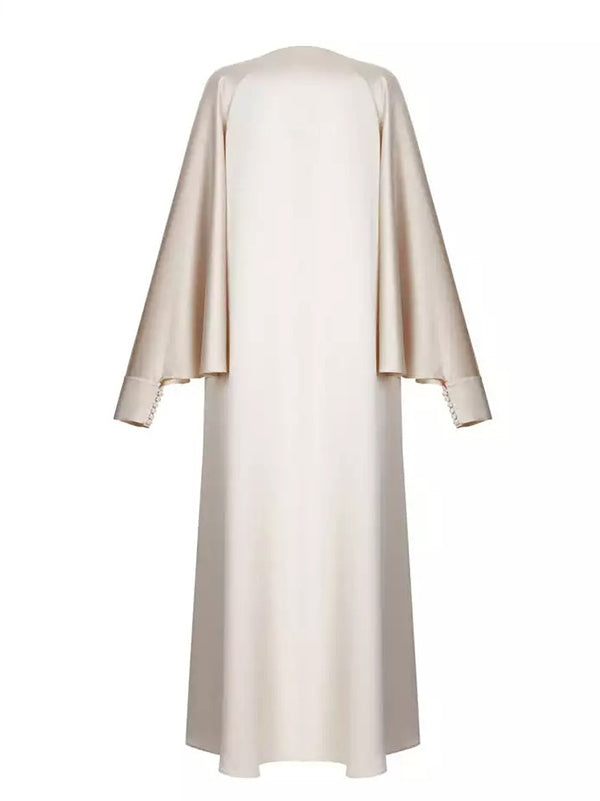 Olivia Bennet | Batwing Sleeves Solid Color Split-Front Maxi Dresses