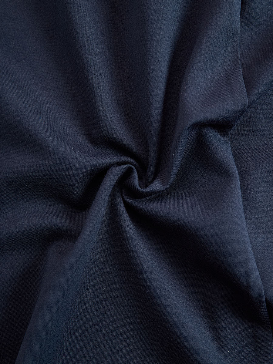 Olivia Bennet | Navy & White Contrast-Panel Button-Up Midi Dress