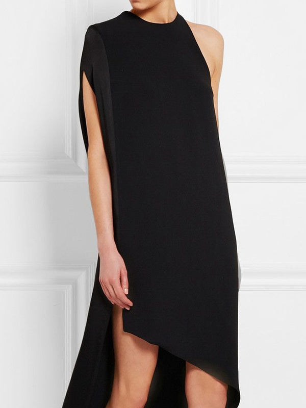 Olivia Bennet | High-low Loose Asymmetric Solid Color Split-side Round-neck Maxi Dresses