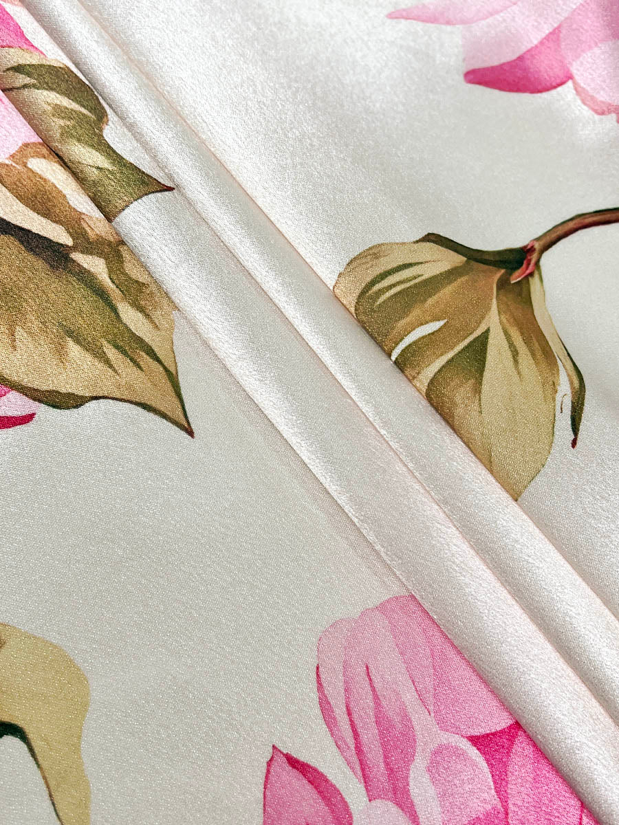 Olivia Bennet | A-Line Long Sleeves Elasticity Flower Print Pleated Mock Neck Maxi Dresses