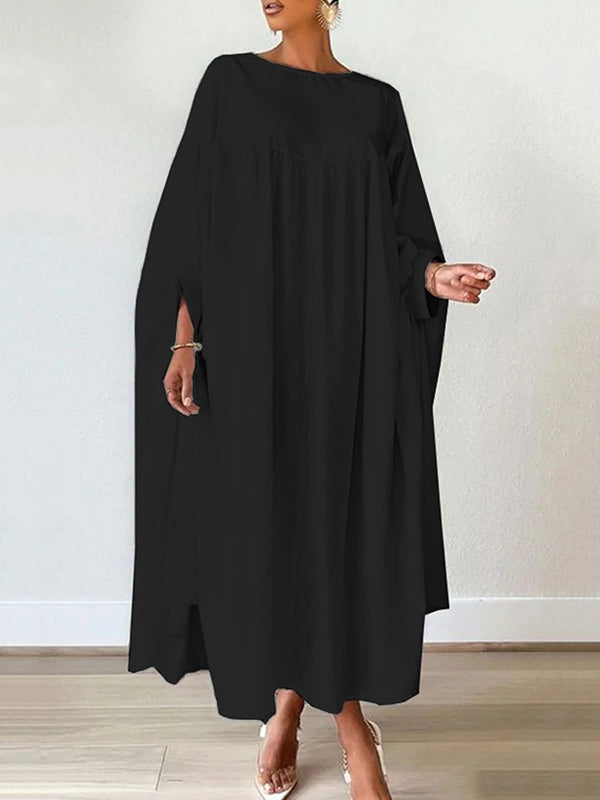 Olivia Bennet | Batwing Sleeves Long Sleeves Solid Color Round-Neck Maxi Dresses
