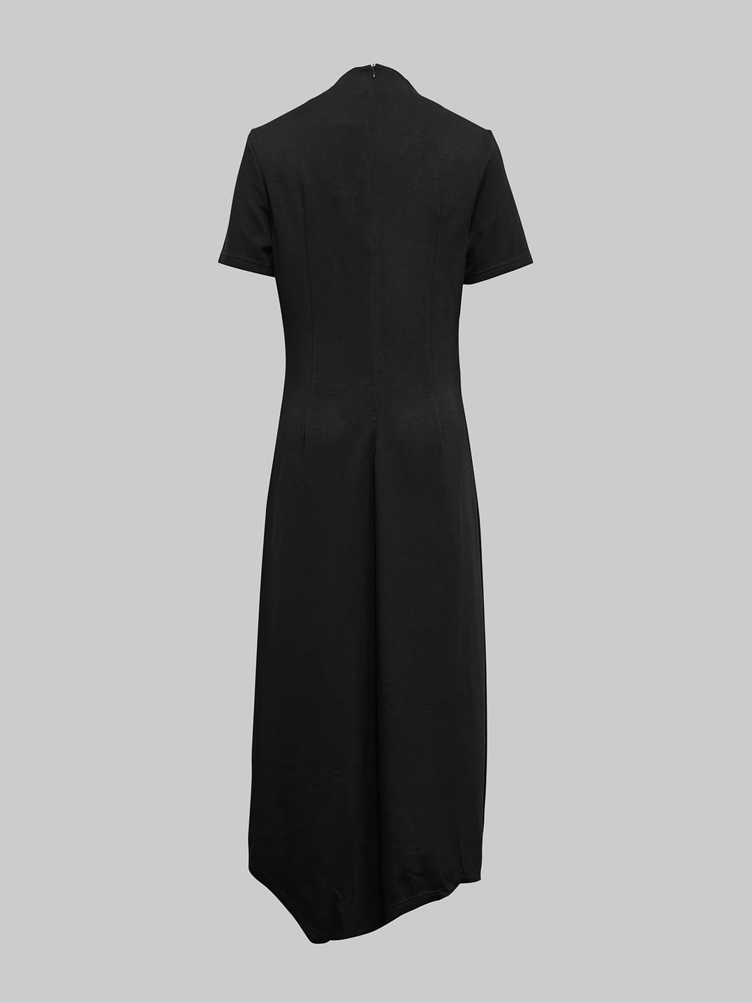 Olivia Bennet | High-low Short Sleeves Buttoned Solid Color Round-neck Maxi Dresses