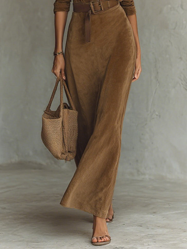 Olivia Bennet | Long Sleeves Split-Joint Lapel Maxi Dresses Shirt Dress