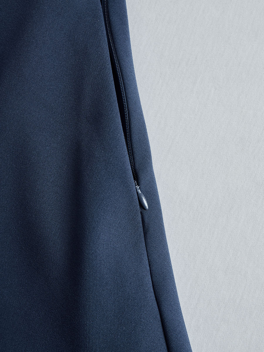 Olivia Bennet | Navy Blue Tailored Fit Flared Hem Coat Dress