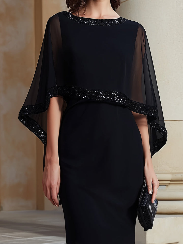 Olivia Bennet | Embellished Cape-Sleeve Sheath Dress