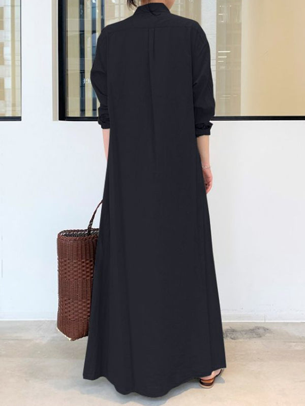 Olivia Bennet | Original Solid Color Lapel Shirt Dress