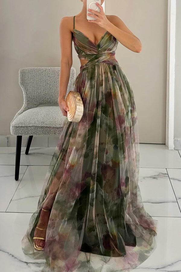 | Maxi Dress - Elegant Pleated