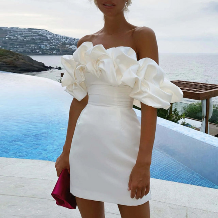 Women Wedding Guest Ruffle Mini Dress