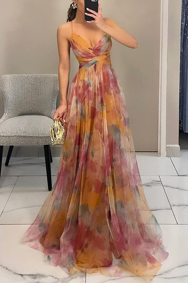 | Maxi Dress - Elegant Pleated