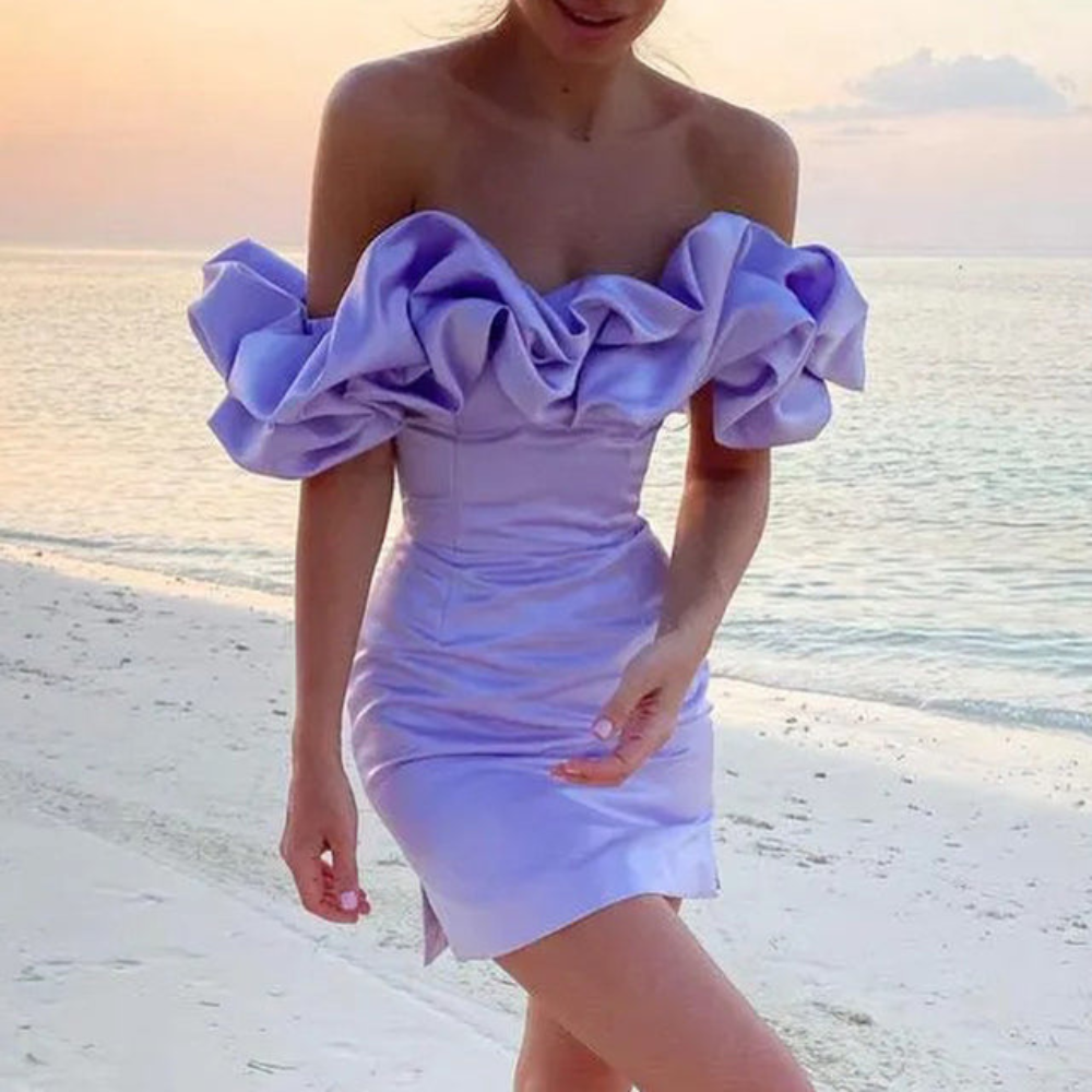 Women Wedding Guest Ruffle Mini Dress