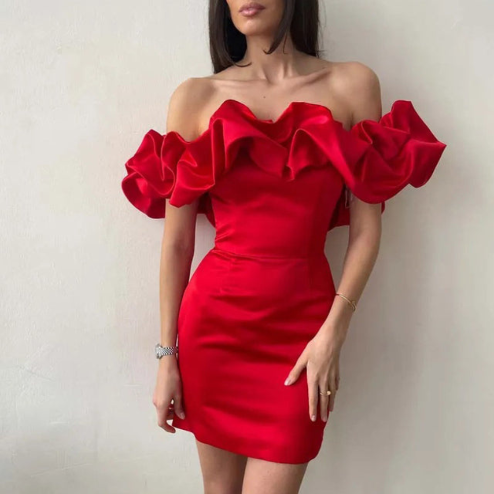 Women Wedding Guest Ruffle Mini Dress