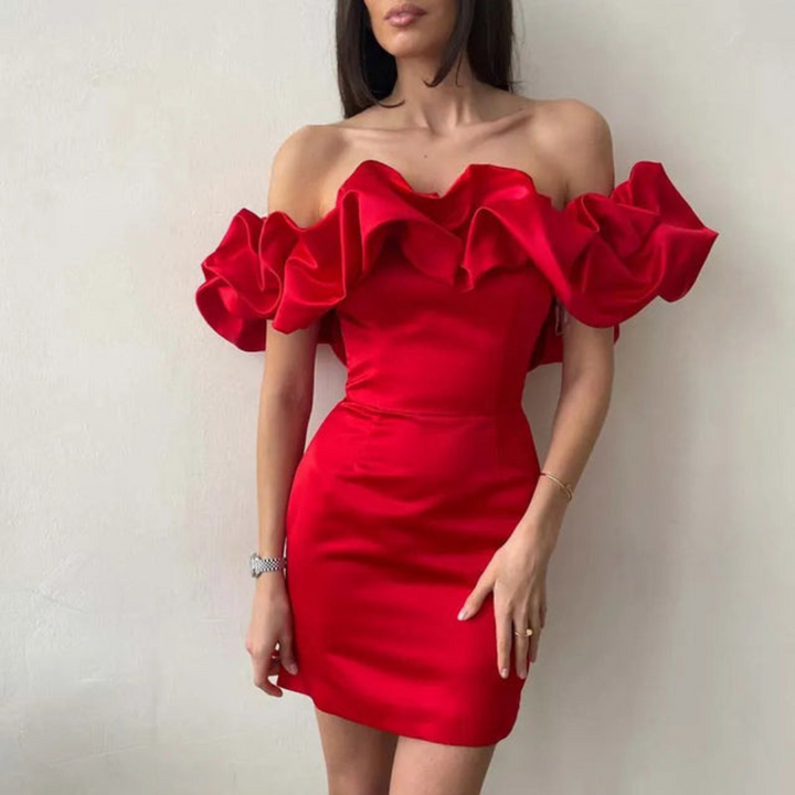 Women Wedding Guest Ruffle Mini Dress