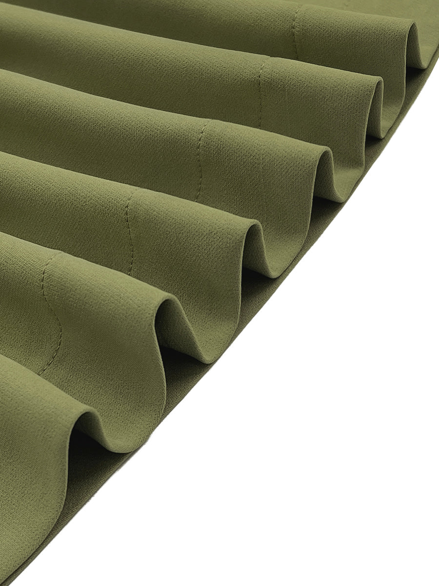 Olivia Bennet | A-Line High Waisted Pleated Pockets Solid Color V-Neck Maxi Dresses