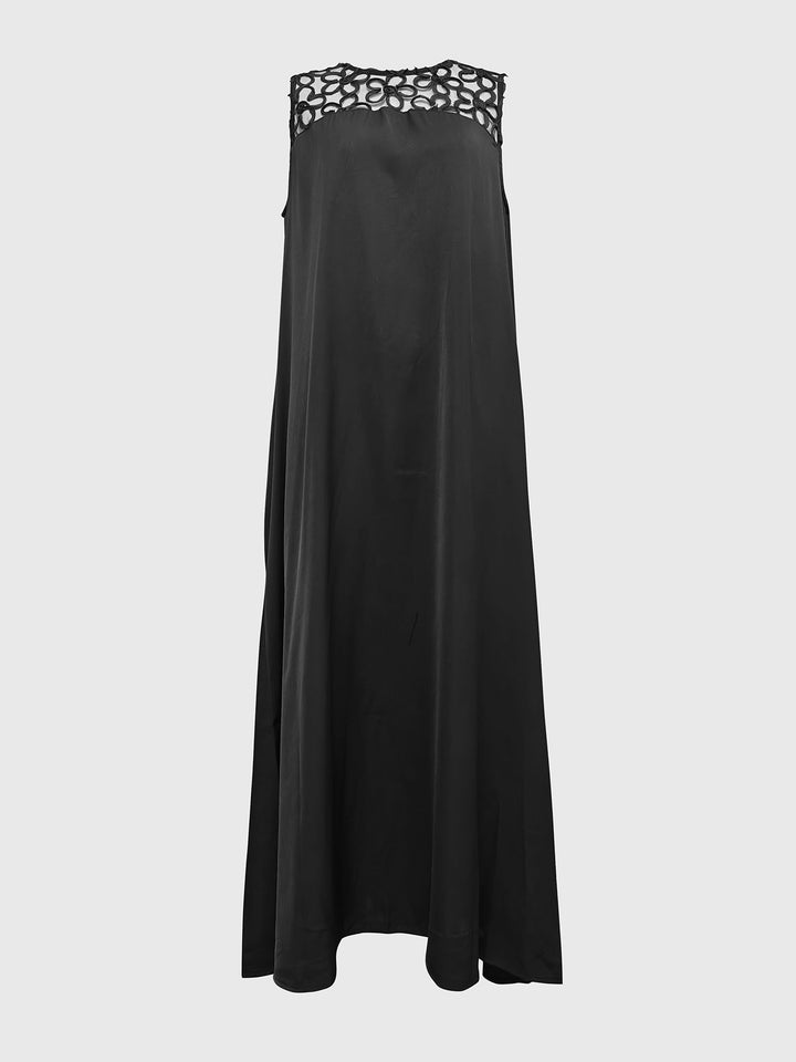 Olivia Bennet | Loose Sleeveless Hollow Solid Color Split-Joint Round-Neck Maxi Dresses