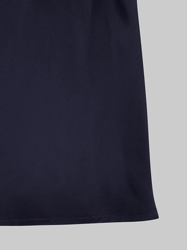 Olivia Bennet | Loose Raglan Sleeve Solid Color Split-Joint Tied Waist High Neck Maxi Dresses